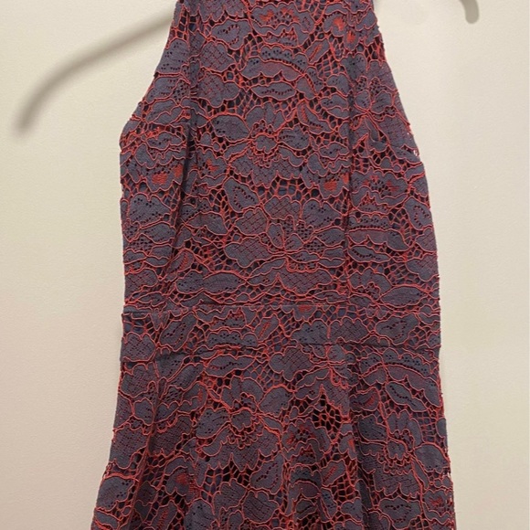 ModCloth A Night Like This Navy Sleeveless Midi Dress With Red Lace Overlay - Picture 6 of 10